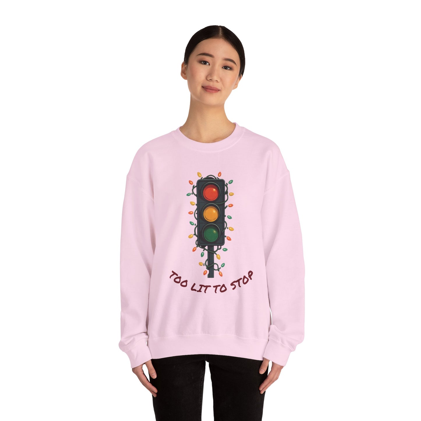 Too Lit to Stop Graphic Sweatshirt, Funny Holiday Crewneck, Trendy Unisex Apparel, Christmas Gift, Cozy Casual Wear