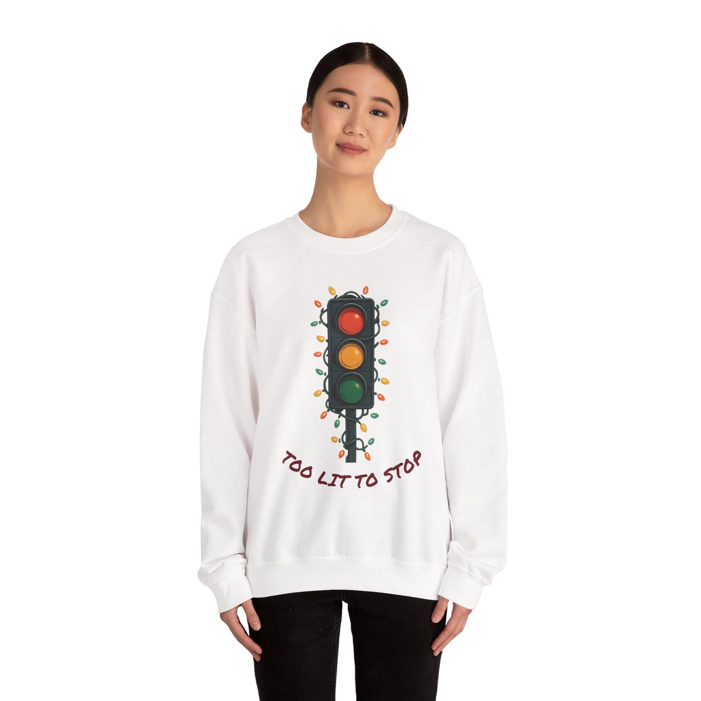 Too Lit to Stop Graphic Sweatshirt, Funny Holiday Crewneck, Trendy Unisex Apparel, Christmas Gift, Cozy Casual Wear