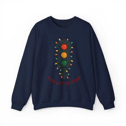 Too Lit to Stop Graphic Sweatshirt, Funny Holiday Crewneck, Trendy Unisex Apparel, Christmas Gift, Cozy Casual Wear