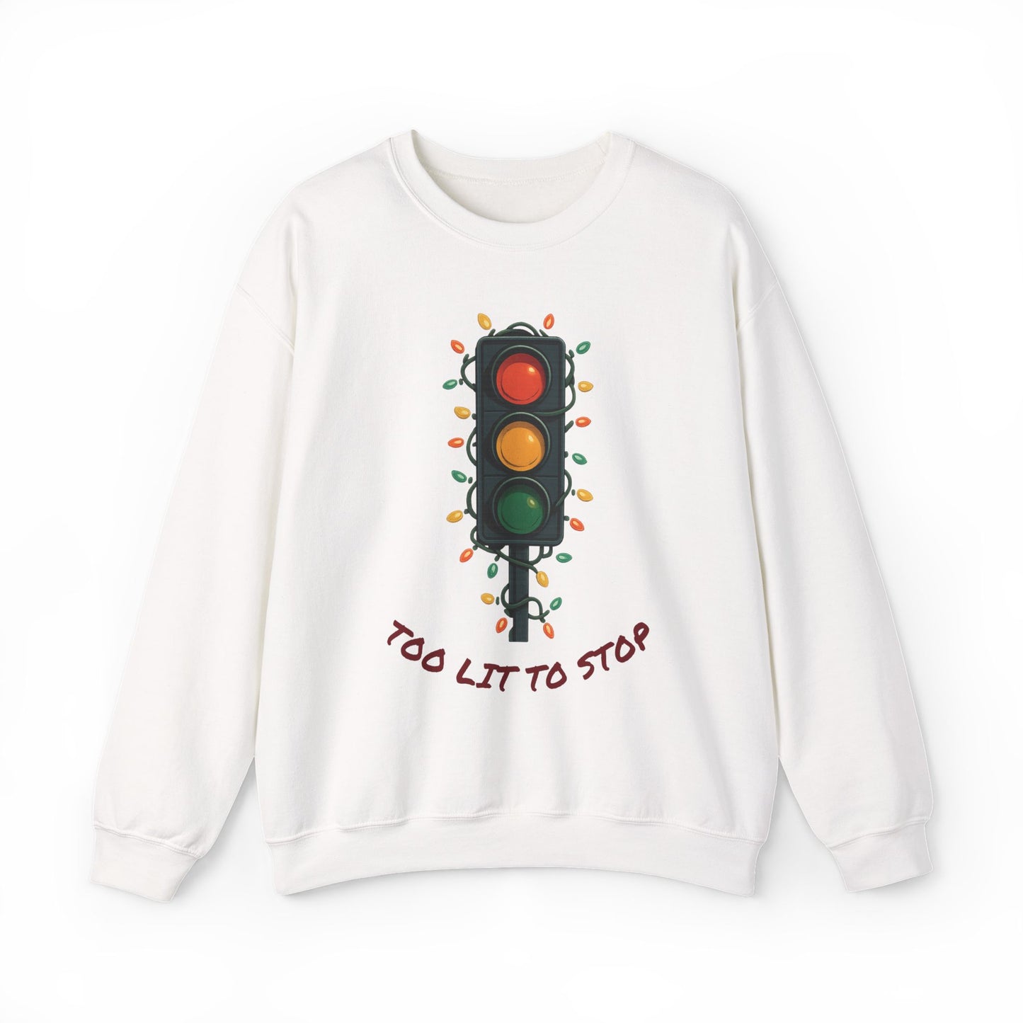 Too Lit to Stop Graphic Sweatshirt, Funny Holiday Crewneck, Trendy Unisex Apparel, Christmas Gift, Cozy Casual Wear
