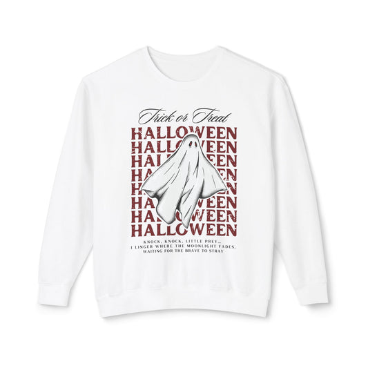 Halloween Ghost Sweatshirt, Unisex Crewneck, Lightweight Sweatshirt, Spooky Season Apparel, Trick or Treat Sweater, Fall Fashion