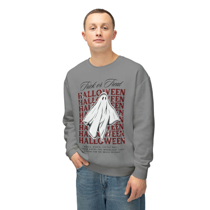 Halloween Ghost Sweatshirt, Unisex Crewneck, Lightweight Sweatshirt, Spooky Season Apparel, Trick or Treat Sweater, Fall Fashion