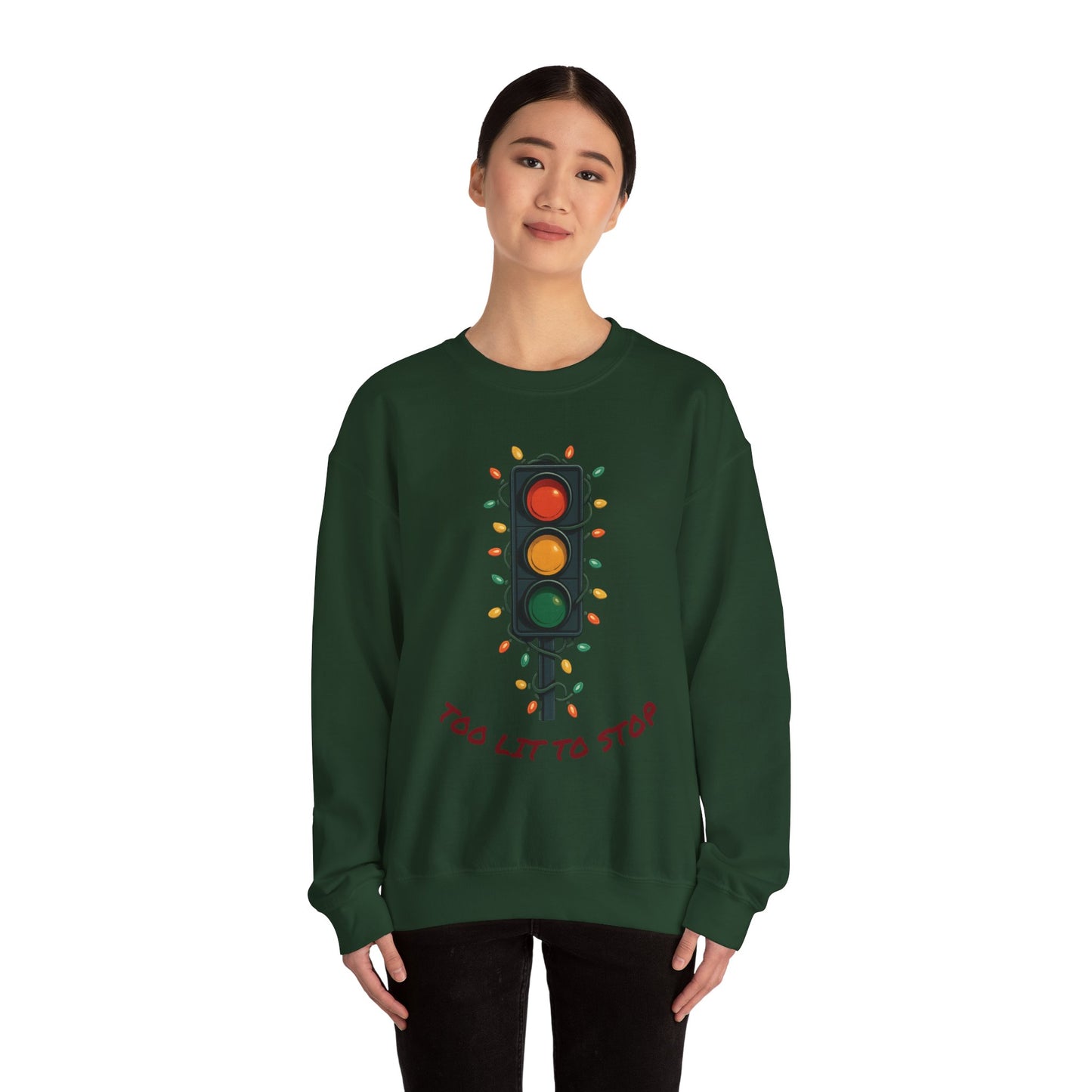 Too Lit to Stop Graphic Sweatshirt, Funny Holiday Crewneck, Trendy Unisex Apparel, Christmas Gift, Cozy Casual Wear