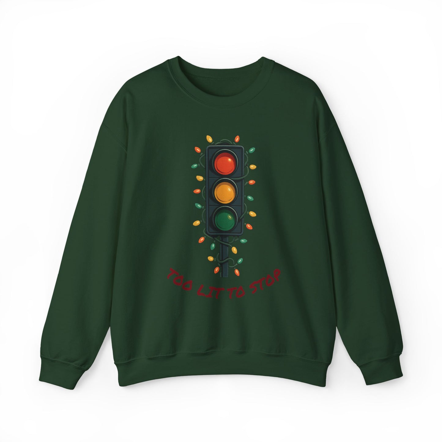 Too Lit to Stop Graphic Sweatshirt, Funny Holiday Crewneck, Trendy Unisex Apparel, Christmas Gift, Cozy Casual Wear
